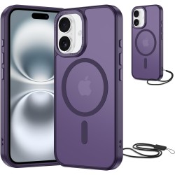 NEW'C Magnétique Coque pour iPhone 16 Plus (6,7 Pouces), Compatible avec MagSafe Antichoc Ultime avec Cordon – Magnétisme Puissa