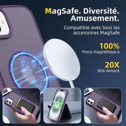 NEW'C Magnétique Coque pour iPhone 16 Plus (6,7 Pouces), Compatible avec MagSafe Antichoc Ultime avec Cordon – Magnétisme Puissa
