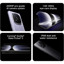Xiaomi smartphone rougemi note 14 pro+ 5g, 8+256gb, noir, appareil photo 200mp pro-grade ia, ip68, 120w hypercharge, fonctionnal