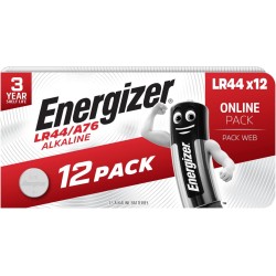 Energizer Pile LR44 (Lot de 12) - Bouton A76 - pour thermomètres, calculatrices, Montres, appareils médicaux - sans Mercure - Em