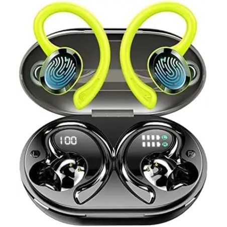 Rulefiss ecouteurs bleutooth sans fil sport, 75hrs écouteurs bleutooth 5.4 avec stéréo hifi 3d, 4 enc réduction de bruit mic ore
