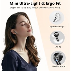 Ecouteurs bleutooth sans fil, écouteurs bleutooth 5.4 2025 écouteurs sans fil avec 4 enc réduction de bruit mic, ip7 étanches or