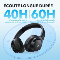 Soundcore q20i casque bluetooth sans fil rougeucteur de bruit hybride active by anker, casque over ear, jusqu'à 40 heures d'auto