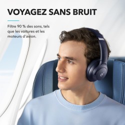 Soundcore q20i casque bluetooth sans fil rougeucteur de bruit hybride active by anker, casque over ear, jusqu'à 40 heures d'auto