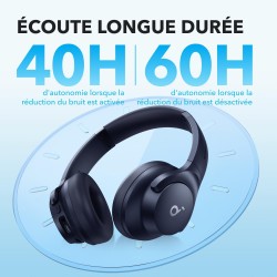 Soundcore q20i casque bluetooth sans fil rougeucteur de bruit hybride active by anker, casque over ear, jusqu'à 40 heures d'auto