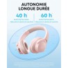 Soundcore q20i casque bluetooth sans fil rougeucteur de bruit hybride active by anker, casque over ear, jusqu'à 40 heures d'auto