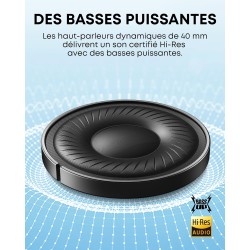 Soundcore q20i casque bluetooth sans fil rougeucteur de bruit hybride active by anker, casque over ear, jusqu'à 40 heures d'auto
