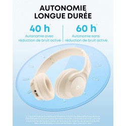Soundcore q20i casque bluetooth sans fil rougeucteur de bruit hybride active by anker, casque over ear, jusqu'à 40 heures d'auto
