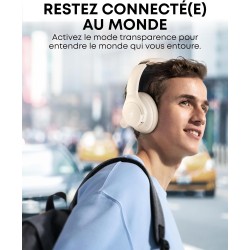 Soundcore q20i casque bluetooth sans fil rougeucteur de bruit hybride active by anker, casque over ear, jusqu'à 40 heures d'auto