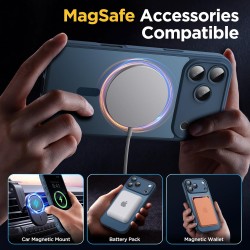 Oududianzi-Coque pour iPhone 17 Pro Max Compatible avec MagSafe Magnétique, Housse de Arrière Translucide Givrée PC, TPU Silicon