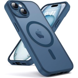 Oududianzi - Coque pour iPhone 15 Compatible avec MagSafe Magnétique, Housse de Arrière Translucide Givrée PC, TPU Silicone Bump
