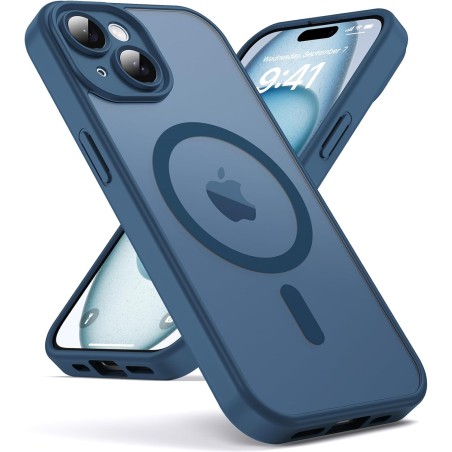 Oududianzi - Coque pour iPhone 15 Compatible avec MagSafe Magnétique, Housse de Arrière Translucide Givrée PC, TPU Silicone Bump