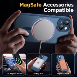 Oududianzi - Coque pour iPhone 15 Compatible avec MagSafe Magnétique, Housse de Arrière Translucide Givrée PC, TPU Silicone Bump