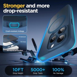 Oududianzi-Coque pour iPhone 15 Pro Compatible avec MagSafe Magnétique, Housse de Arrière Translucide Givrée PC, TPU Silicone Bu