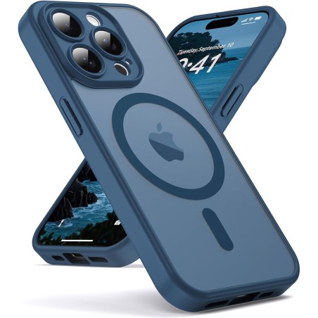 Oududianzi-Coque pour iPhone 15 Pro Max Compatible avec MagSafe Magnétique, Housse de Arrière Translucide Givrée PC, TPU Silicon