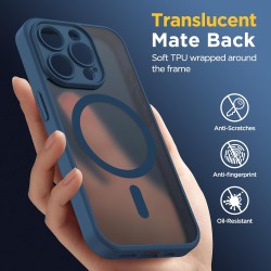 Oududianzi-Coque pour iPhone 15 Pro Max Compatible avec MagSafe Magnétique, Housse de Arrière Translucide Givrée PC, TPU Silicon
