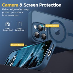 Oududianzi-Coque pour iPhone 15 Pro Max Compatible avec MagSafe Magnétique, Housse de Arrière Translucide Givrée PC, TPU Silicon