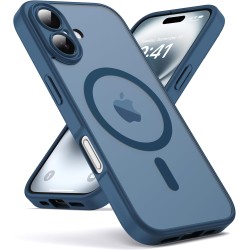 Oududianzi - Coque pour iPhone 16 Compatible avec MagSafe Magnétique, Housse de Arrière Translucide Givrée PC, TPU Silicone Bump