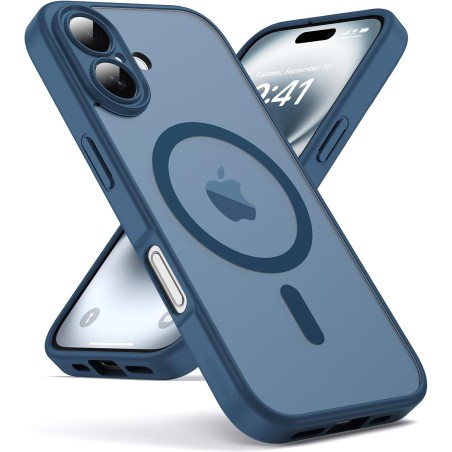 Oududianzi - Coque pour iPhone 16 Compatible avec MagSafe Magnétique, Housse de Arrière Translucide Givrée PC, TPU Silicone Bump