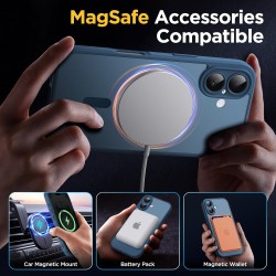 Oududianzi - Coque pour iPhone 16 Compatible avec MagSafe Magnétique, Housse de Arrière Translucide Givrée PC, TPU Silicone Bump