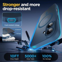 Oududianzi - Coque pour iPhone 16 Compatible avec MagSafe Magnétique, Housse de Arrière Translucide Givrée PC, TPU Silicone Bump