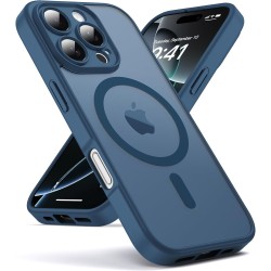 Oududianzi-Coque pour iPhone 16 Pro Compatible avec MagSafe Magnétique, Housse de Arrière Translucide Givrée PC, TPU Silicone Bu