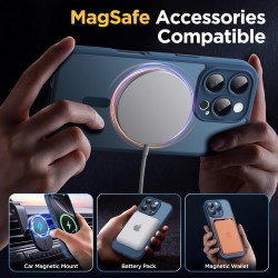 Oududianzi-Coque pour iPhone 16 Pro Compatible avec MagSafe Magnétique, Housse de Arrière Translucide Givrée PC, TPU Silicone Bu