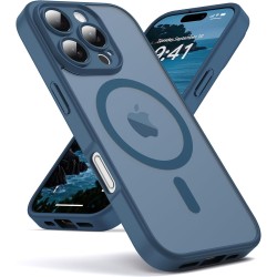 Oududianzi-Coque pour iPhone 16 Pro Max Compatible avec MagSafe Magnétique, Housse de Arrière Translucide Givrée PC, TPU Silicon