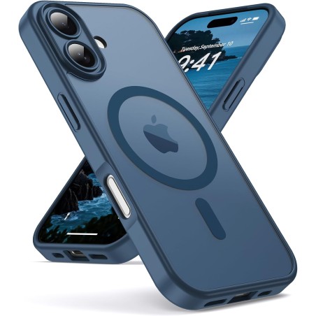 Oududianzi-Coque pour iPhone 17 Compatible avec MagSafe Magnétique, Housse de Arrière Translucide Givrée PC, TPU Silicone Bumper