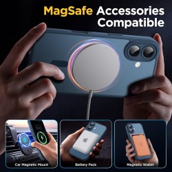 Oududianzi-Coque pour iPhone 17 Compatible avec MagSafe Magnétique, Housse de Arrière Translucide Givrée PC, TPU Silicone Bumper