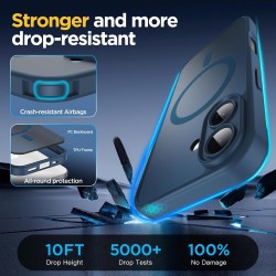 Oududianzi-Coque pour iPhone 17 Compatible avec MagSafe Magnétique, Housse de Arrière Translucide Givrée PC, TPU Silicone Bumper