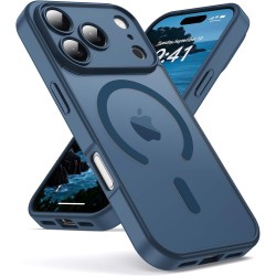 Oududianzi-Coque pour iPhone 17 Pro Compatible avec MagSafe Magnétique, Housse de Arrière Translucide Givrée PC, TPU Silicone Bu