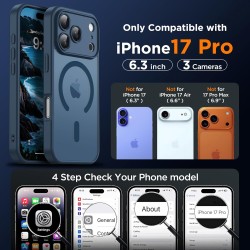 Oududianzi-Coque pour iPhone 17 Pro Compatible avec MagSafe Magnétique, Housse de Arrière Translucide Givrée PC, TPU Silicone Bu