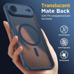 Oududianzi-Coque pour iPhone Air Compatible avec MagSafe Magnétique, Housse de Arrière Translucide Givrée PC, TPU Silicone Bumpe