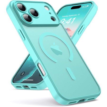 Oududianzi-Coque pour iPhone 17 Pro Max Compatible avec MagSafe Magnétique, Housse de Arrière Translucide Givrée PC, TPU Silicon