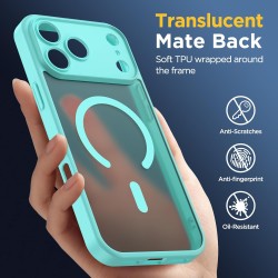 Oududianzi-Coque pour iPhone 17 Pro Max Compatible avec MagSafe Magnétique, Housse de Arrière Translucide Givrée PC, TPU Silicon