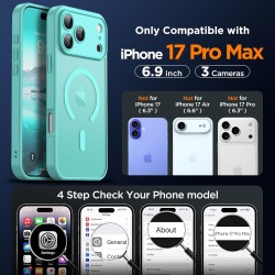 Oududianzi-Coque pour iPhone 17 Pro Max Compatible avec MagSafe Magnétique, Housse de Arrière Translucide Givrée PC, TPU Silicon