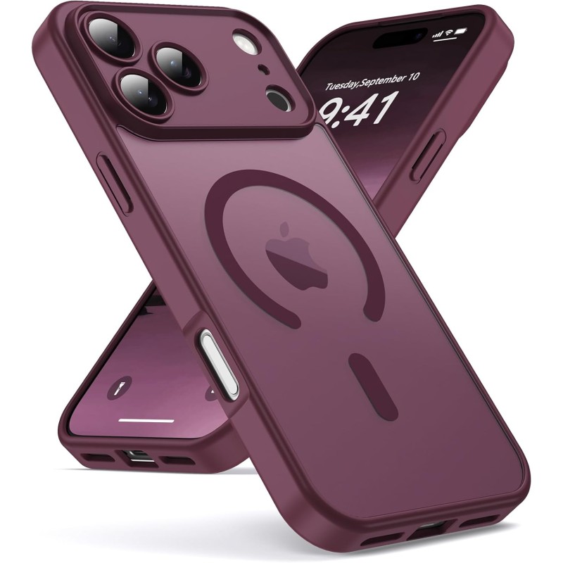 Oududianzi-Coque pour iPhone 17 Pro Max Compatible avec MagSafe Magnétique, Housse de Arrière Translucide Givrée PC, TPU Silicon