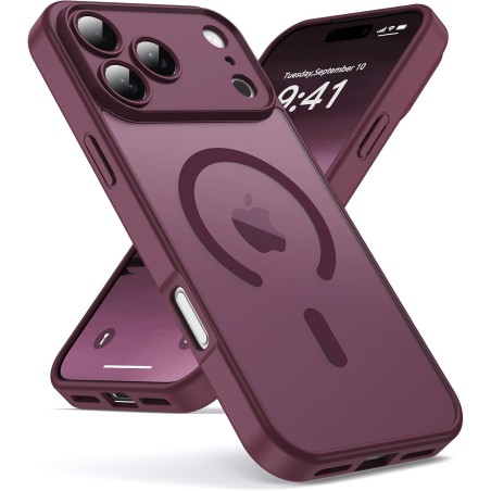 Oududianzi-Coque pour iPhone 17 Pro Max Compatible avec MagSafe Magnétique, Housse de Arrière Translucide Givrée PC, TPU Silicon