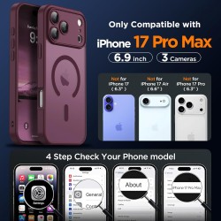 Oududianzi-Coque pour iPhone 17 Pro Max Compatible avec MagSafe Magnétique, Housse de Arrière Translucide Givrée PC, TPU Silicon