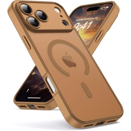 Oududianzi-coque pour iphone 17 pro max compatible avec magsafe magnétique, housse de arrière translucide givrée pc, tpu silicon