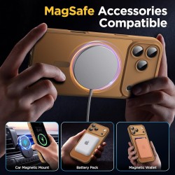 Oududianzi-coque pour iphone 17 pro max compatible avec magsafe magnétique, housse de arrière translucide givrée pc, tpu silicon