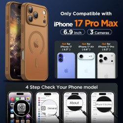 Oududianzi-coque pour iphone 17 pro max compatible avec magsafe magnétique, housse de arrière translucide givrée pc, tpu silicon