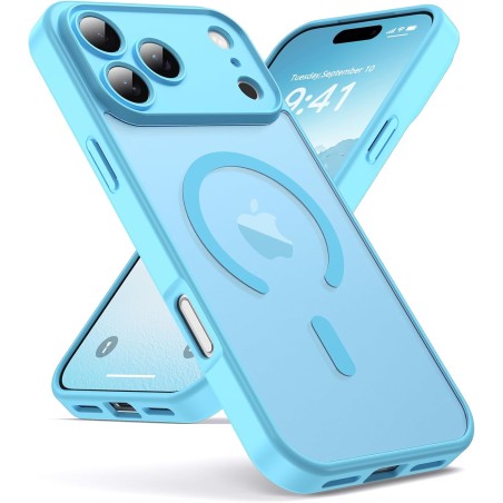 Oududianzi-coque pour iphone 17 pro max compatible avec magsafe magnétique, housse de arrière translucide givrée pc, tpu silicon