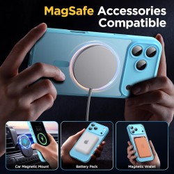 Oududianzi-coque pour iphone 17 pro max compatible avec magsafe magnétique, housse de arrière translucide givrée pc, tpu silicon