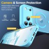 Oududianzi-coque pour iphone 17 pro max compatible avec magsafe magnétique, housse de arrière translucide givrée pc, tpu silicon