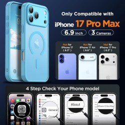 Oududianzi-coque pour iphone 17 pro max compatible avec magsafe magnétique, housse de arrière translucide givrée pc, tpu silicon