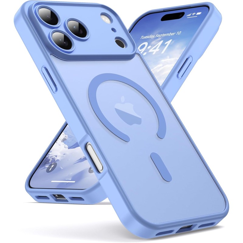 Oududianzi-Coque pour iPhone 17 Pro Max Compatible avec MagSafe Magnétique, Housse de Arrière Translucide Givrée PC, TPU Silicon