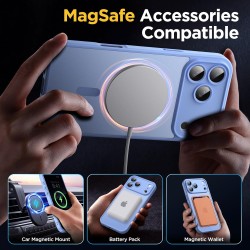 Oududianzi-Coque pour iPhone 17 Pro Max Compatible avec MagSafe Magnétique, Housse de Arrière Translucide Givrée PC, TPU Silicon