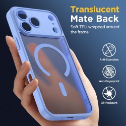 Oududianzi-Coque pour iPhone 17 Pro Max Compatible avec MagSafe Magnétique, Housse de Arrière Translucide Givrée PC, TPU Silicon